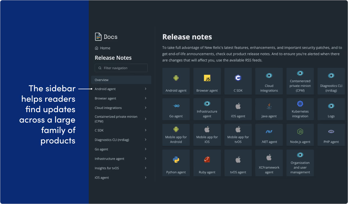 New Relic release notes example