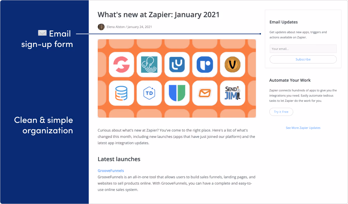 Zapier release notes example
