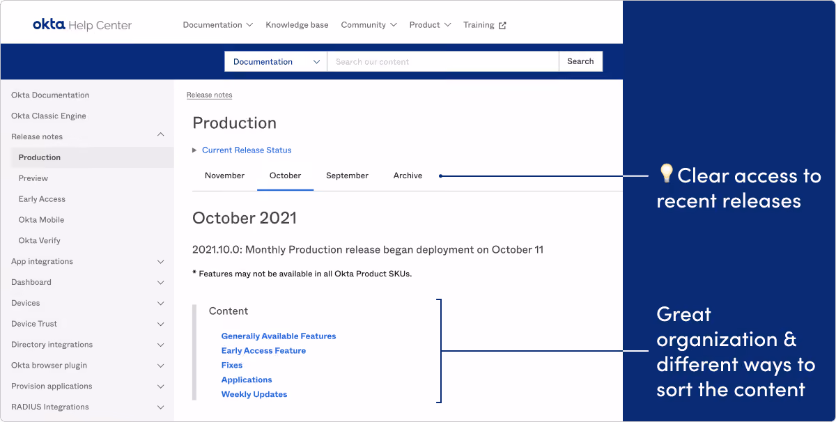 Okta release notes example