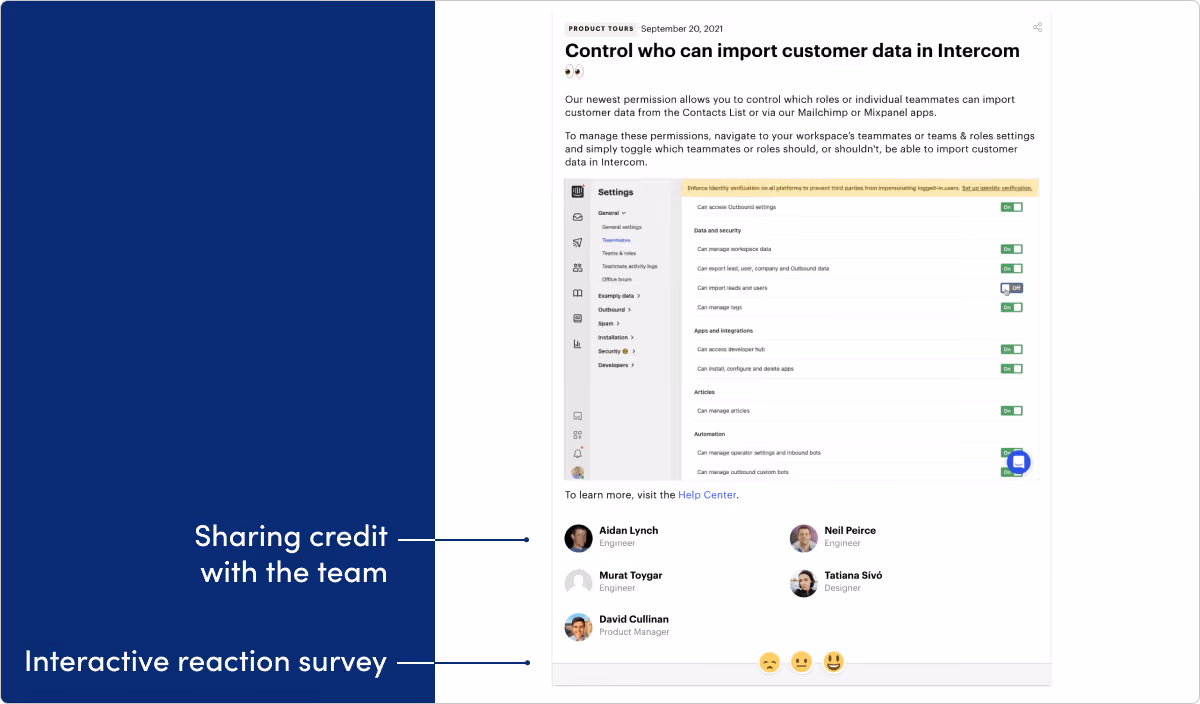 Intercom release notes example