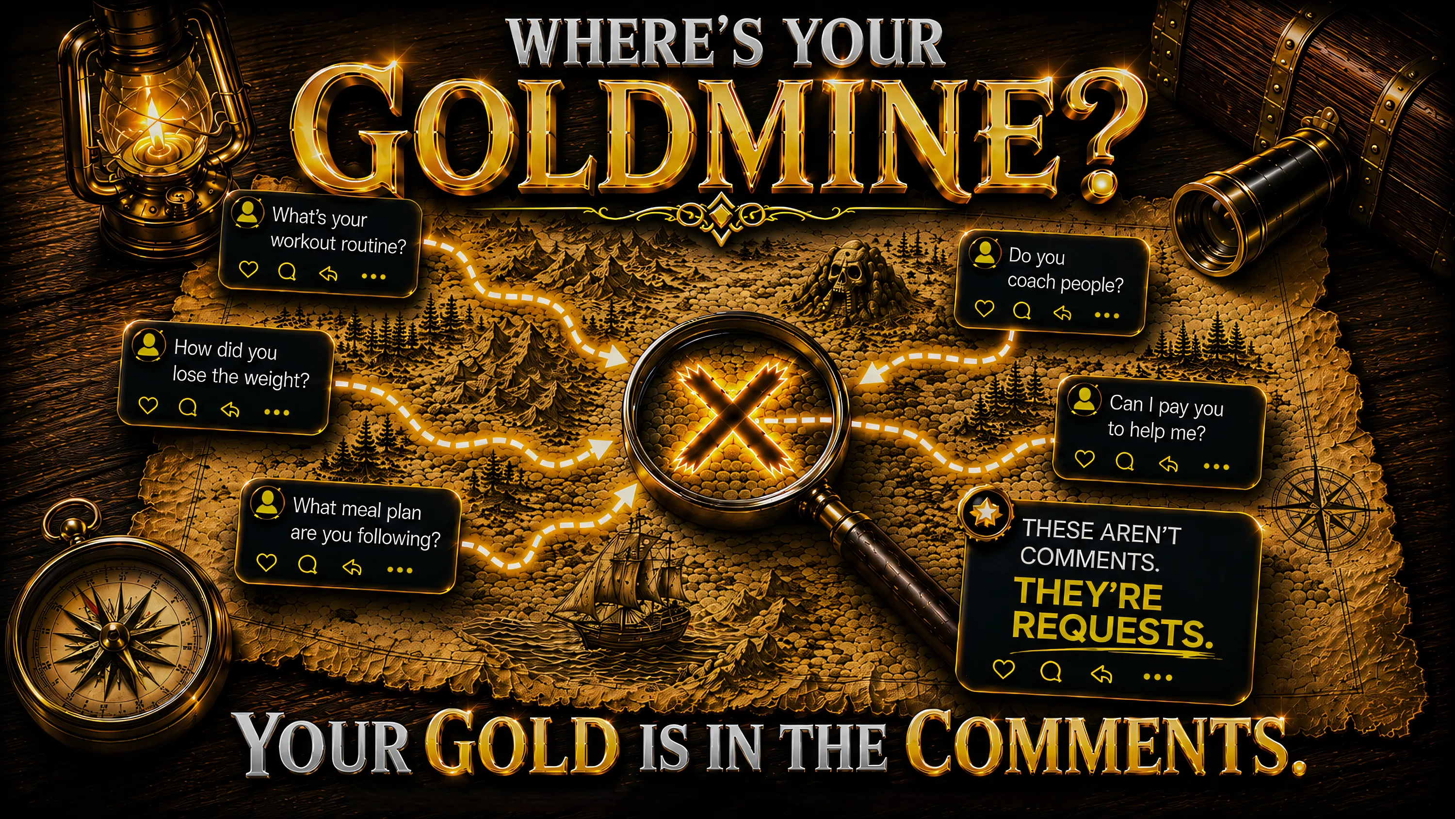 Where's your goldmine? Your gold is in the comments — treasure map of audience requests.