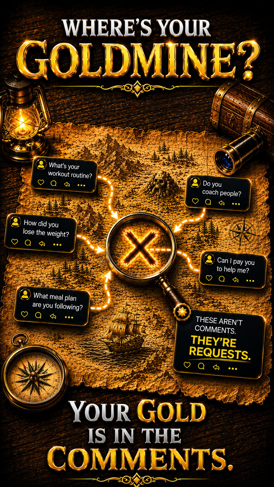Where's your goldmine? Your gold is in the comments — treasure map of audience requests.
