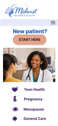 Image demonstrating the mobile layout for midwest womens health