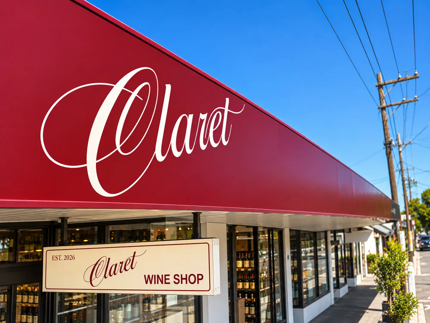 Lightbox & fascia shopfront signage for Claret Wine Shop by Bellarine Signs