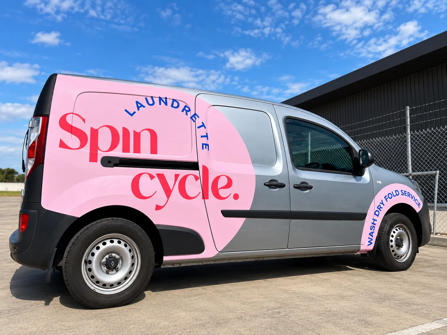 Half vehicle wrap on the Spin Cycle Laundrette van by Bellarine Signs