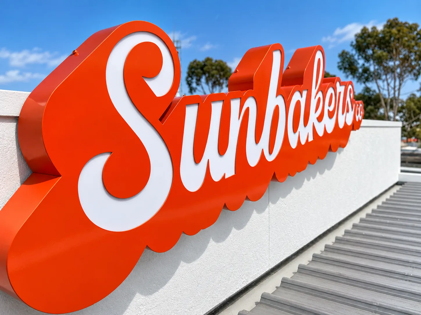 Fabricated illuminated fascia sign for Sunbakers, Ocean Grove by Bellarine Signs