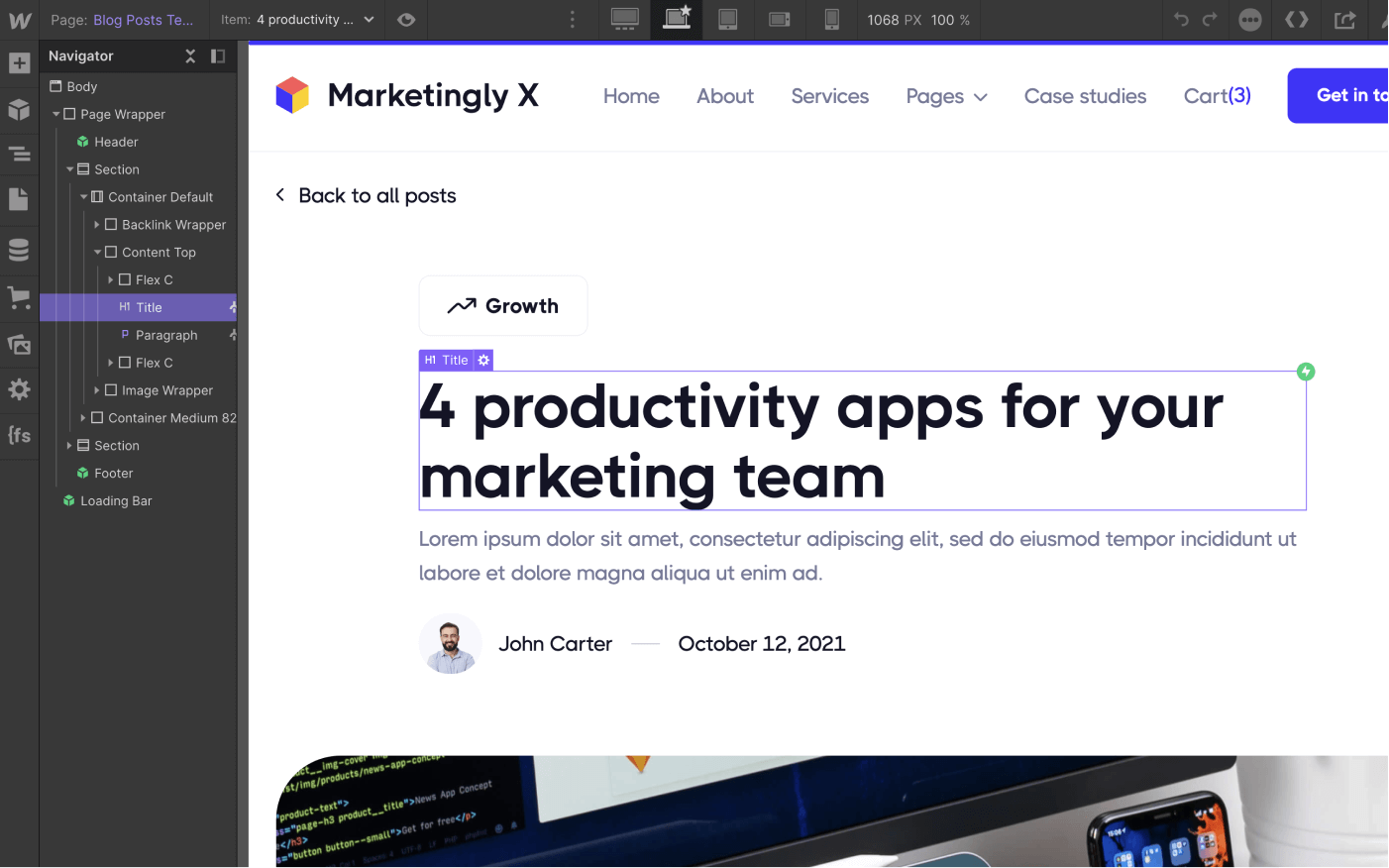 CMS Page - Marketingly X Webflow Template
