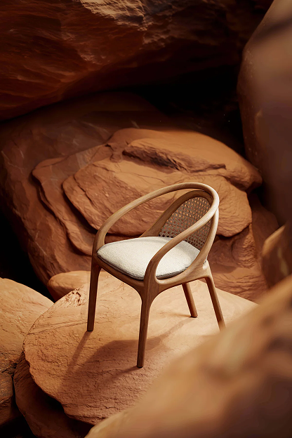 Zen adjustable lounger by a desert pool at dusk.