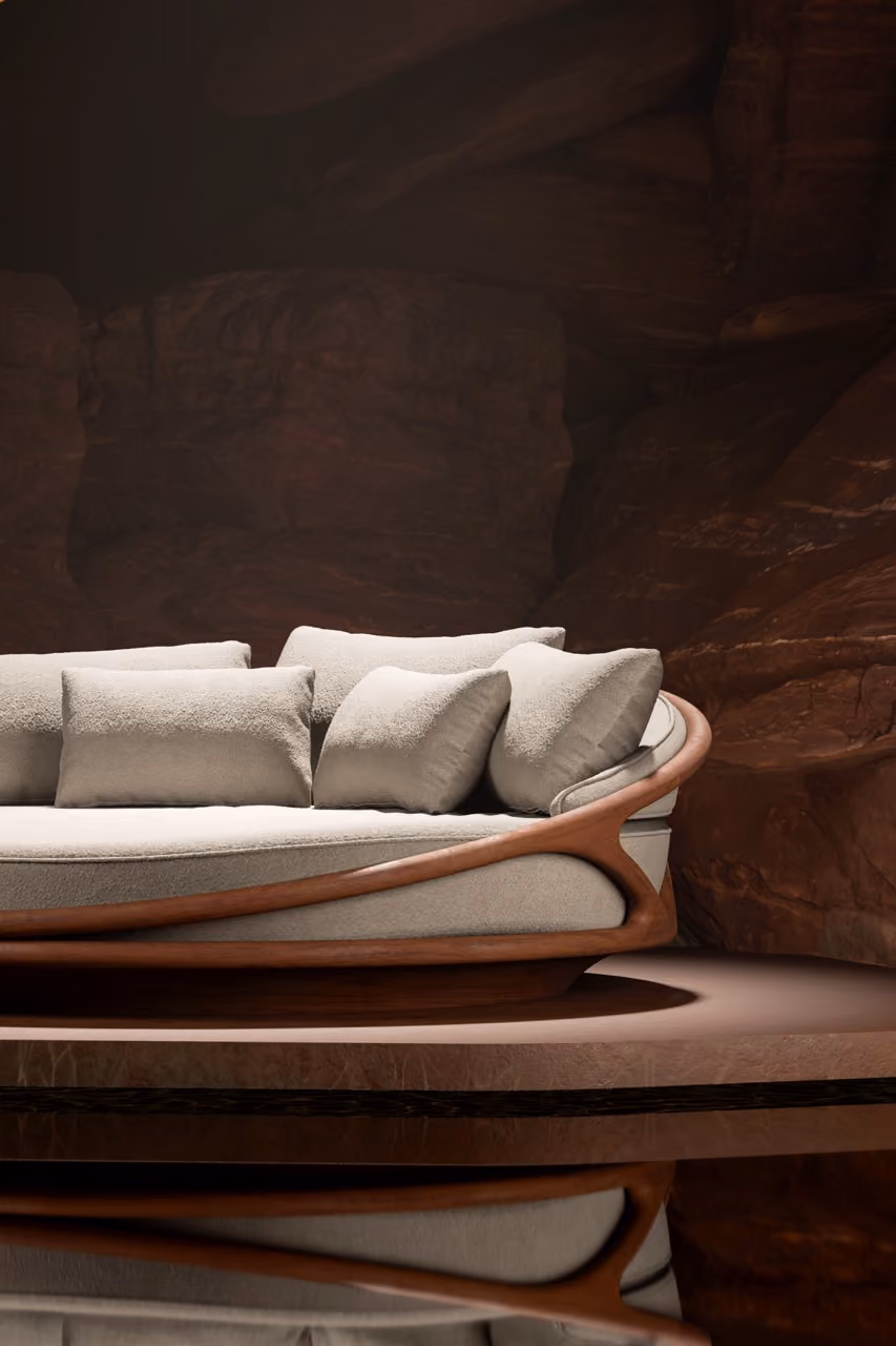 Solis daybed, side view, desert canyon.