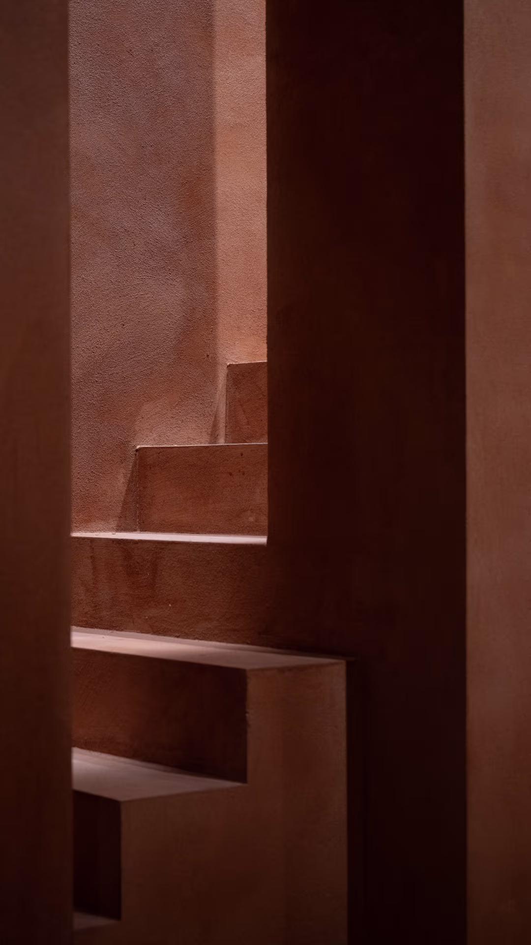 Desert pavilion architecture, staircase detail.