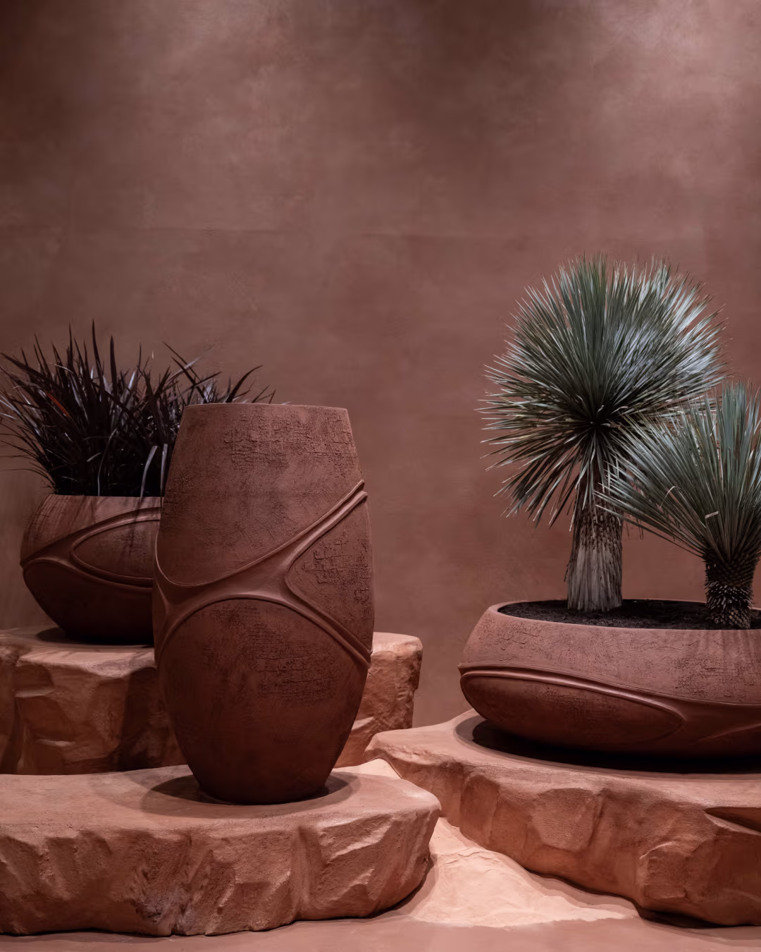 Lutala and Argila planters, desert pavilion display.