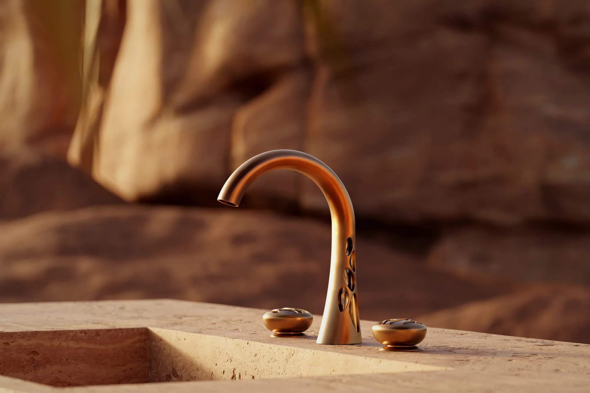 Mirari wall-mounted washbasin faucet, solid spout.
