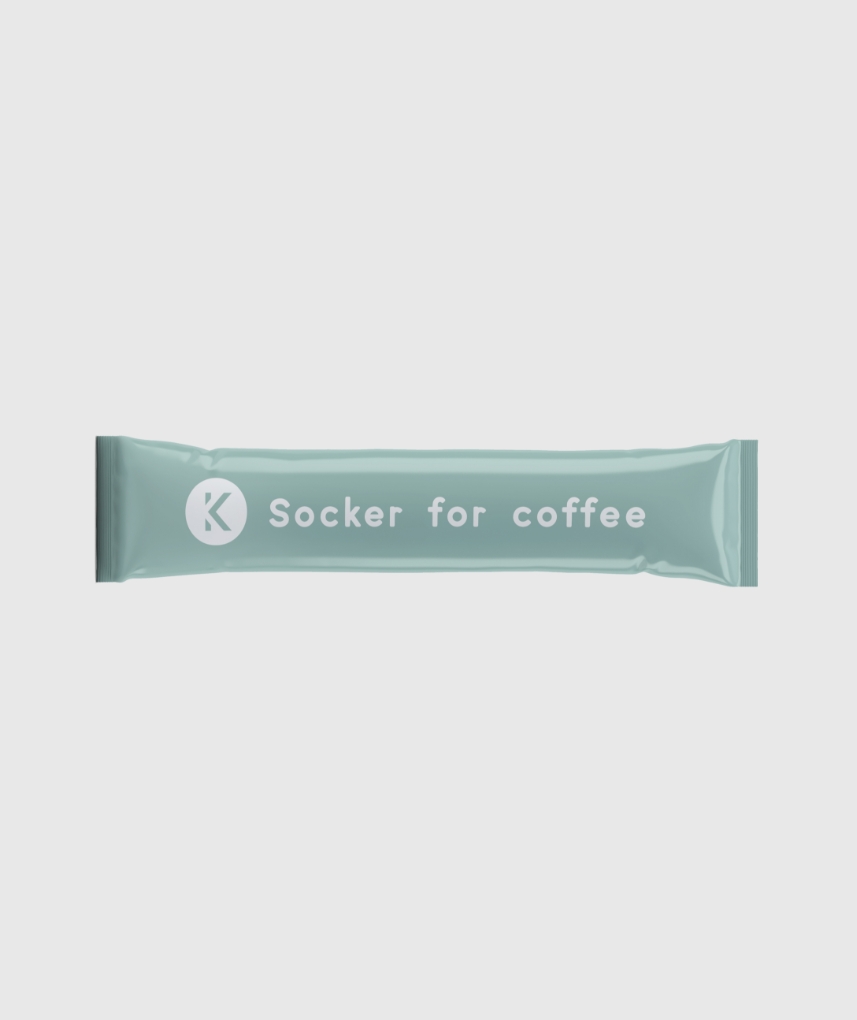 Sockerstick med texten Socker for coffee.