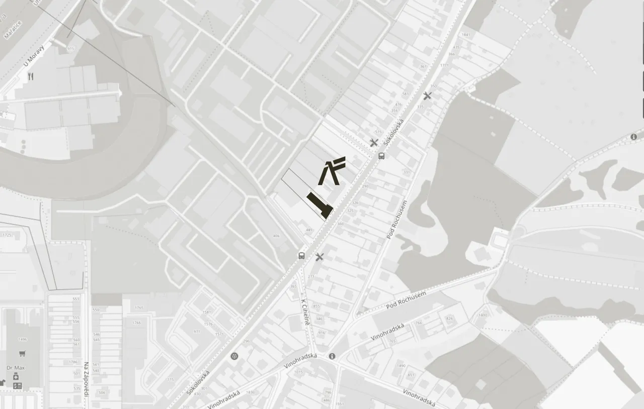 Mapa umístění bytového domu Sokolovská v Uherském Hradišti.