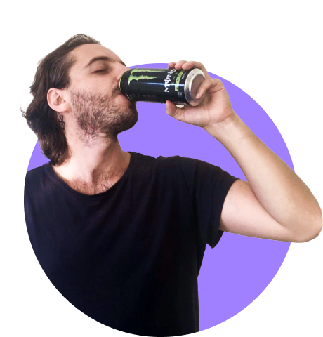 Jonathan Du Toit creative picture drinking an energy drink
