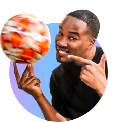 Alpha Matumbura creative picture holding a football