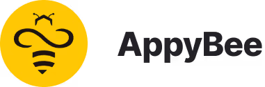 Gele bij met boze uitdrukking naast ApplyBee-logo in zwarte letters