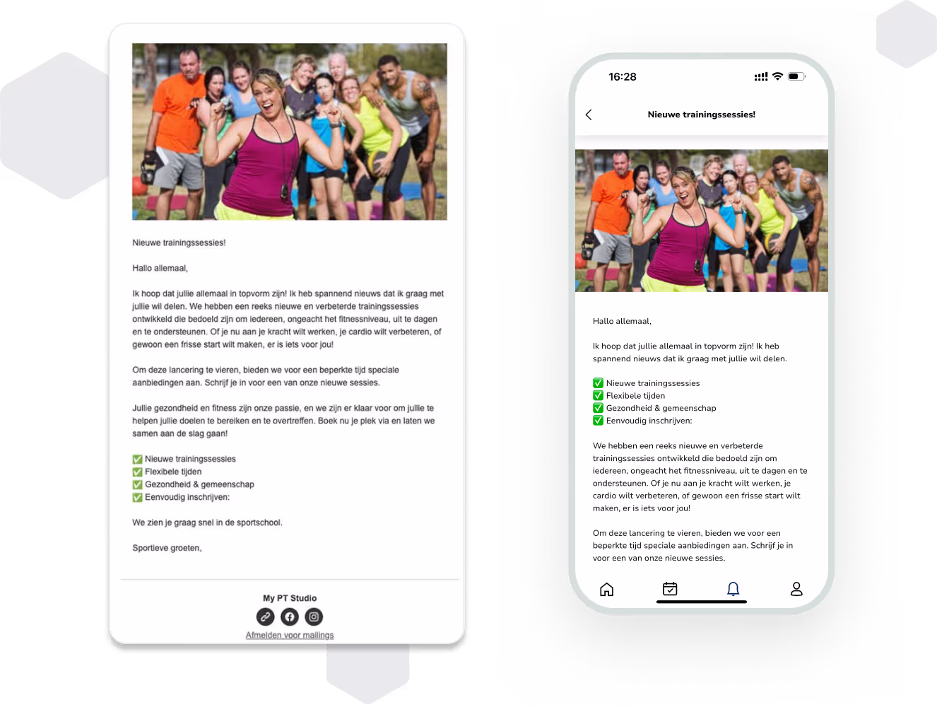 Groep sportieve mensen in kleurrijke outfits tijdens fitnesstraining buiten