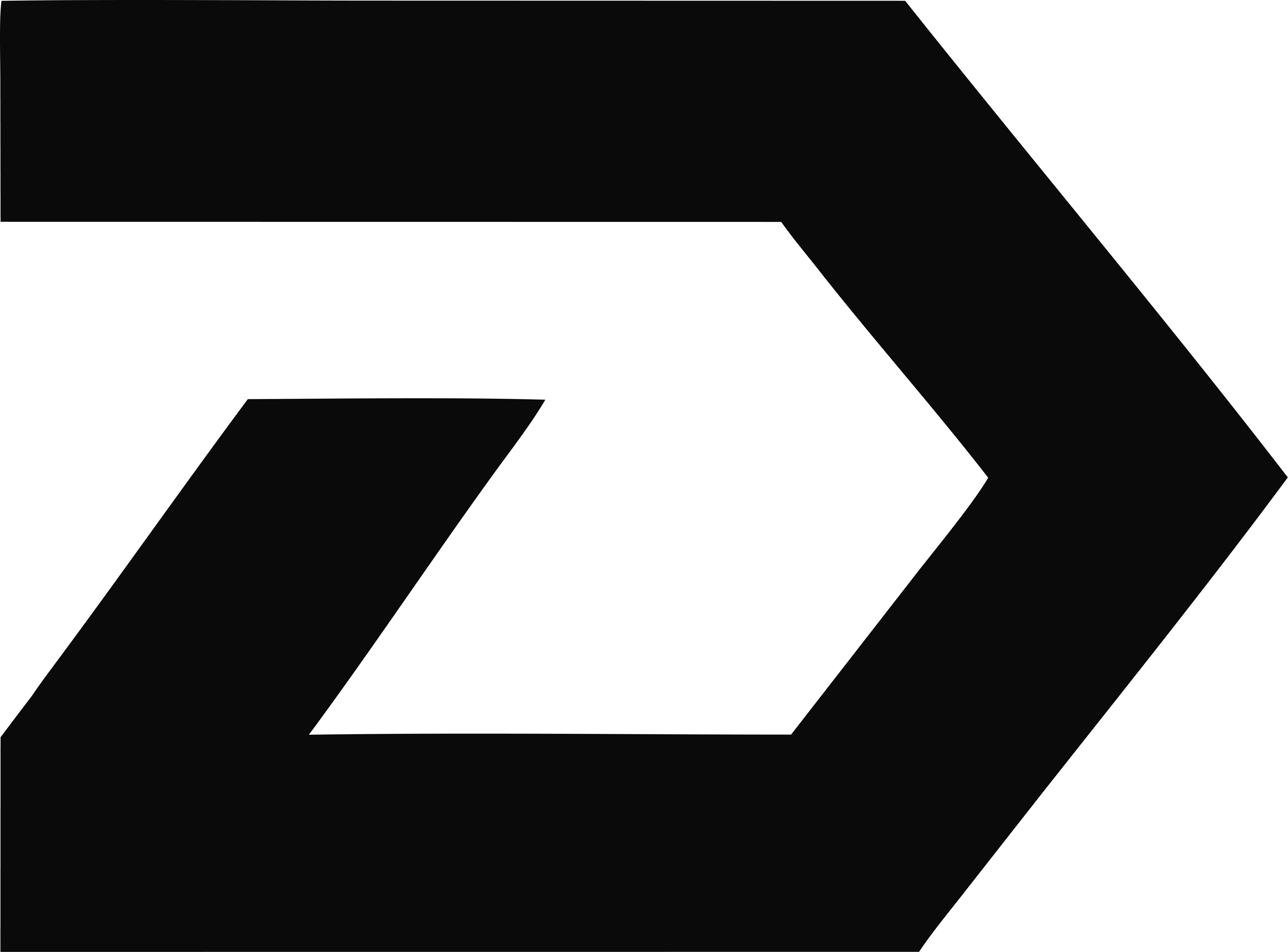 Abstract black geometric shape resembling overlapping parallelograms with angular edges.