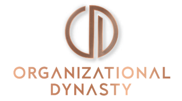 Organizational Dynasty logo with stylized circular initials above the text in copper tones.