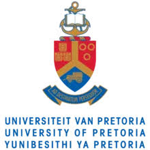 University of Pretoria coat of arms with anchor, book, and motto in blue ribbon below.