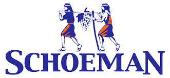 Logo with two stylized figures carrying a grapevine and text 'SCHOEMAN' below.
