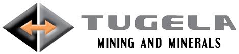 Tugela Mining and Minerals company logo with orange arrow in black and gray diamond symbol.