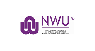 North-West University logo with stylized letters and university name in English and Afrikaans.