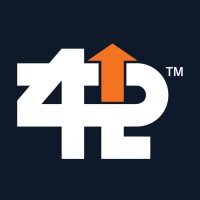Logo with white stylized letters '42' and an orange arrow pointing up from the number two.