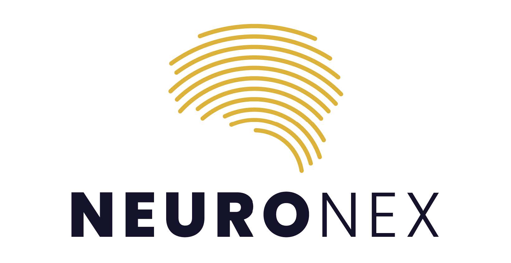 Neuronex logo with gold curved lines forming a brain shape above bold black NEURO and thin EX text.