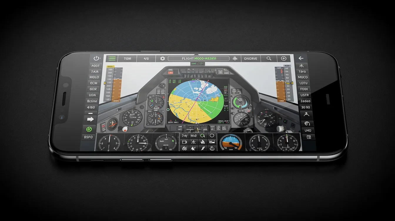 A modern smartphone screen showcases an aircraft dashboard interface featuring a detailed map and various status indicators, designed for private aviation enthusiasts to manage their private flight plans and receive real-time notifications about their flights. This app allows private jet owners to track their aircraft, schedule trips, and access concierge services for a seamless flying experience.