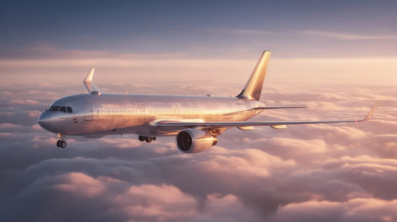 An airplane glides gracefully above a sea of fluffy clouds, illuminated by the warm hues of a vibrant sunrise, symbolizing the significance of flight duty period rules in ensuring pilot fatigue is managed effectively. This image captures the essence of flight operations, highlighting the journey of flight crews navigating multi time zone flights while adhering to rest requirements and duty time limitations.
