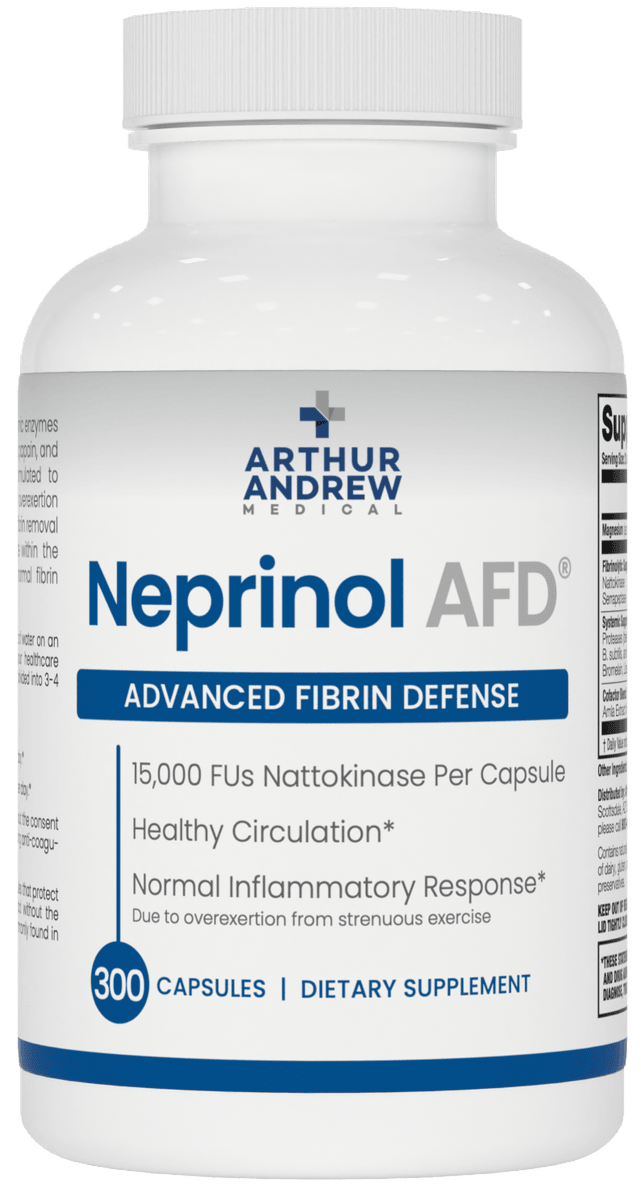 A 300 capsule bottle of Neprinol AFD (Advanced Fibrin Defense)