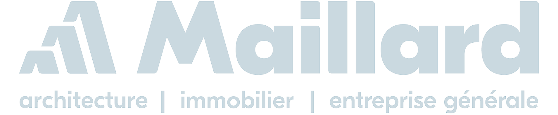Logo Maillard avec un symbole stylisé et les mots architecture, immobilier, entreprise générale.