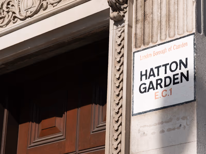 Photograph of the Hatton Gardens street sign