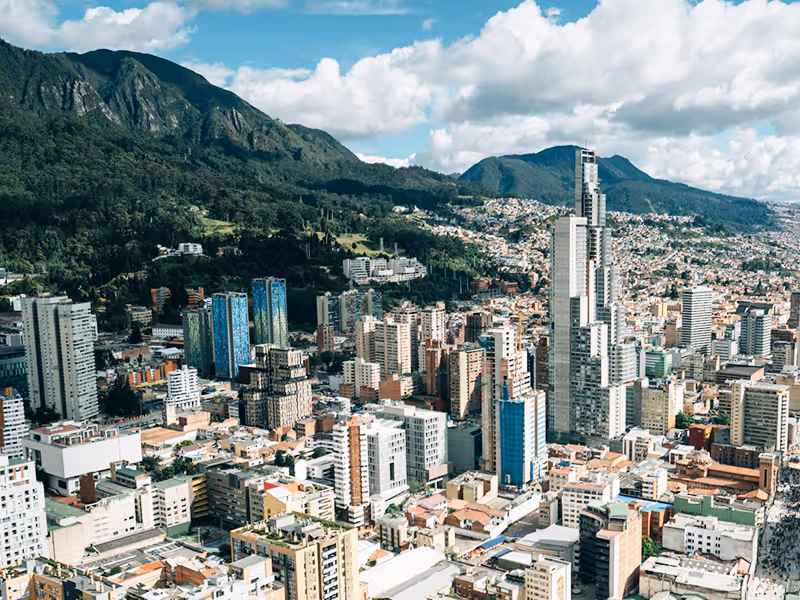 Drone shot of Bogota city centre