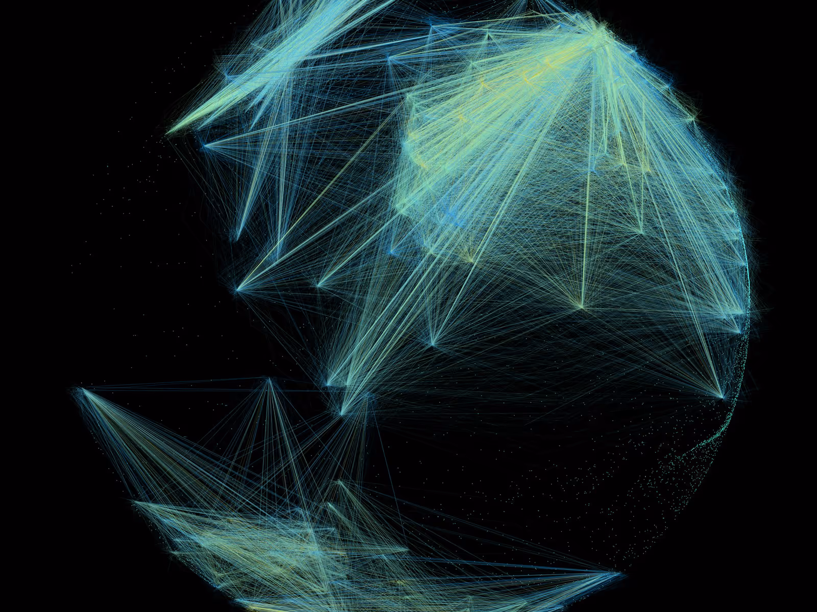 An abstract globe showing connected lines, portraying the sense of a global connected network