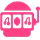 Pink slot machine icon with three sevens showing on the reels.
