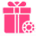 Pink gift boxes stacked with a coin featuring a dollar sign in front.