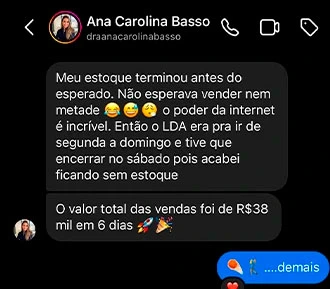 Depoimento de aluna mostrando resultados
