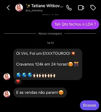 Print de conversa com resultado de lançamento