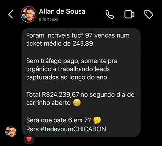 Depoimento de aluna mostrando resultado