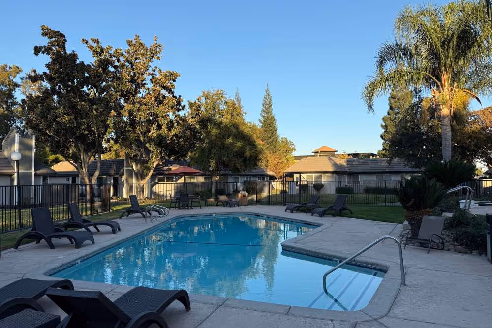 Swimming pool with lounge chairs