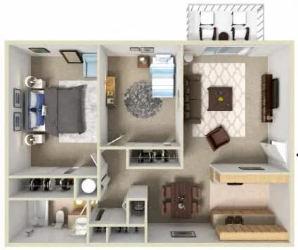 2 bed 1 bath floor plan layout