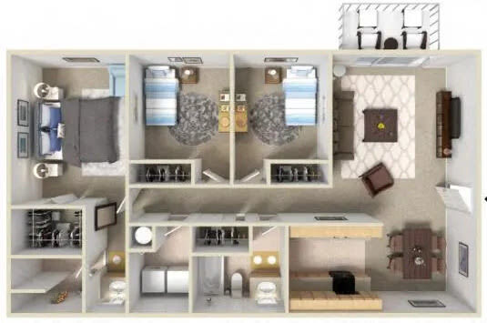 3 bed 2 bath floor plan layout
