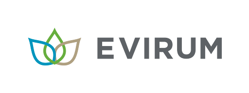 Evirum logo with a stylized three-leaf icon in blue, green, and beige next to the company name.