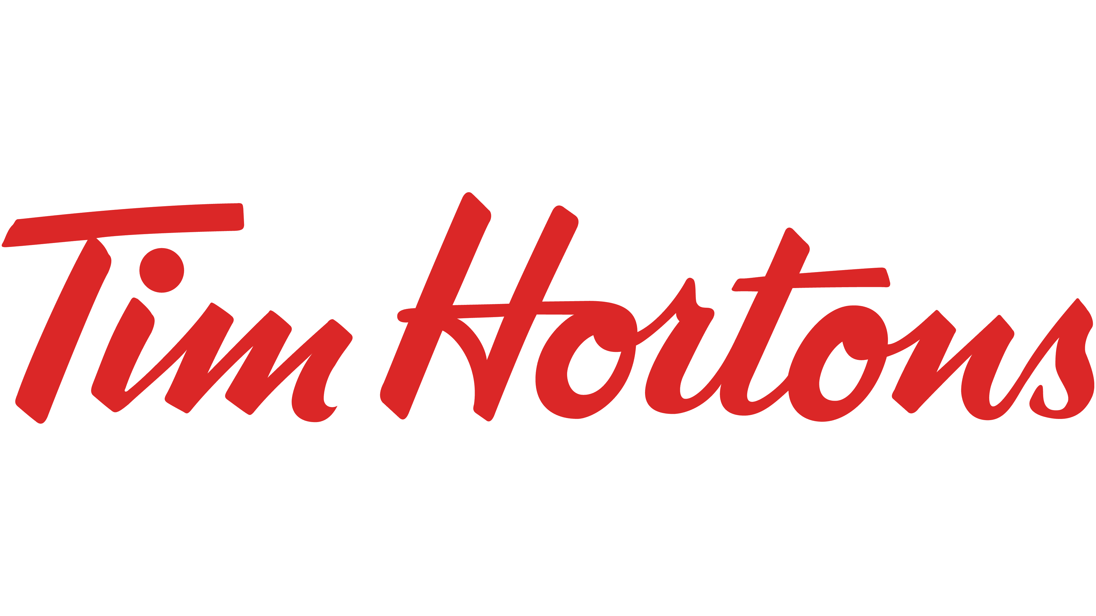 Tim Hortons brand name in red cursive script.
