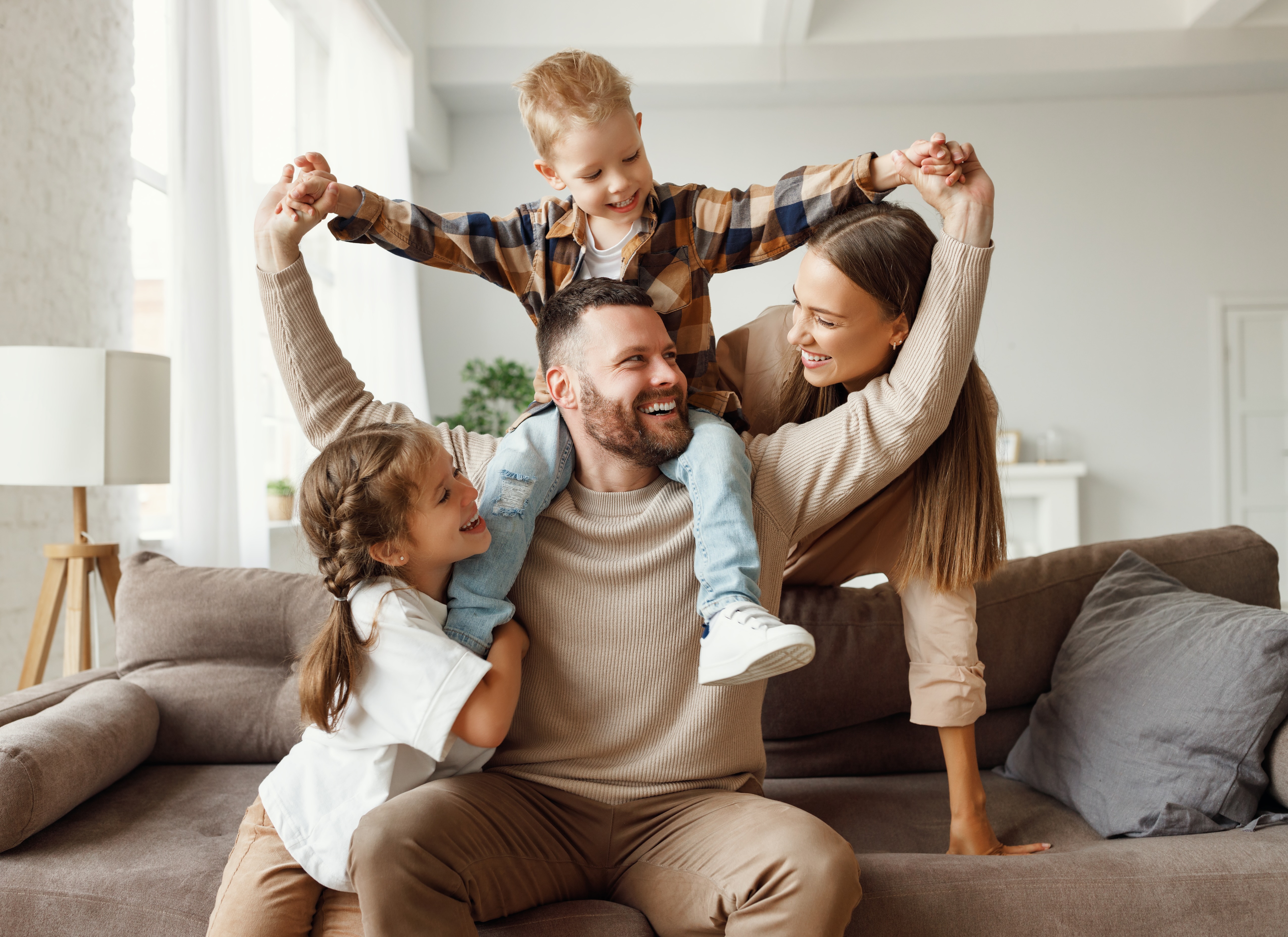 Family playing stock photo