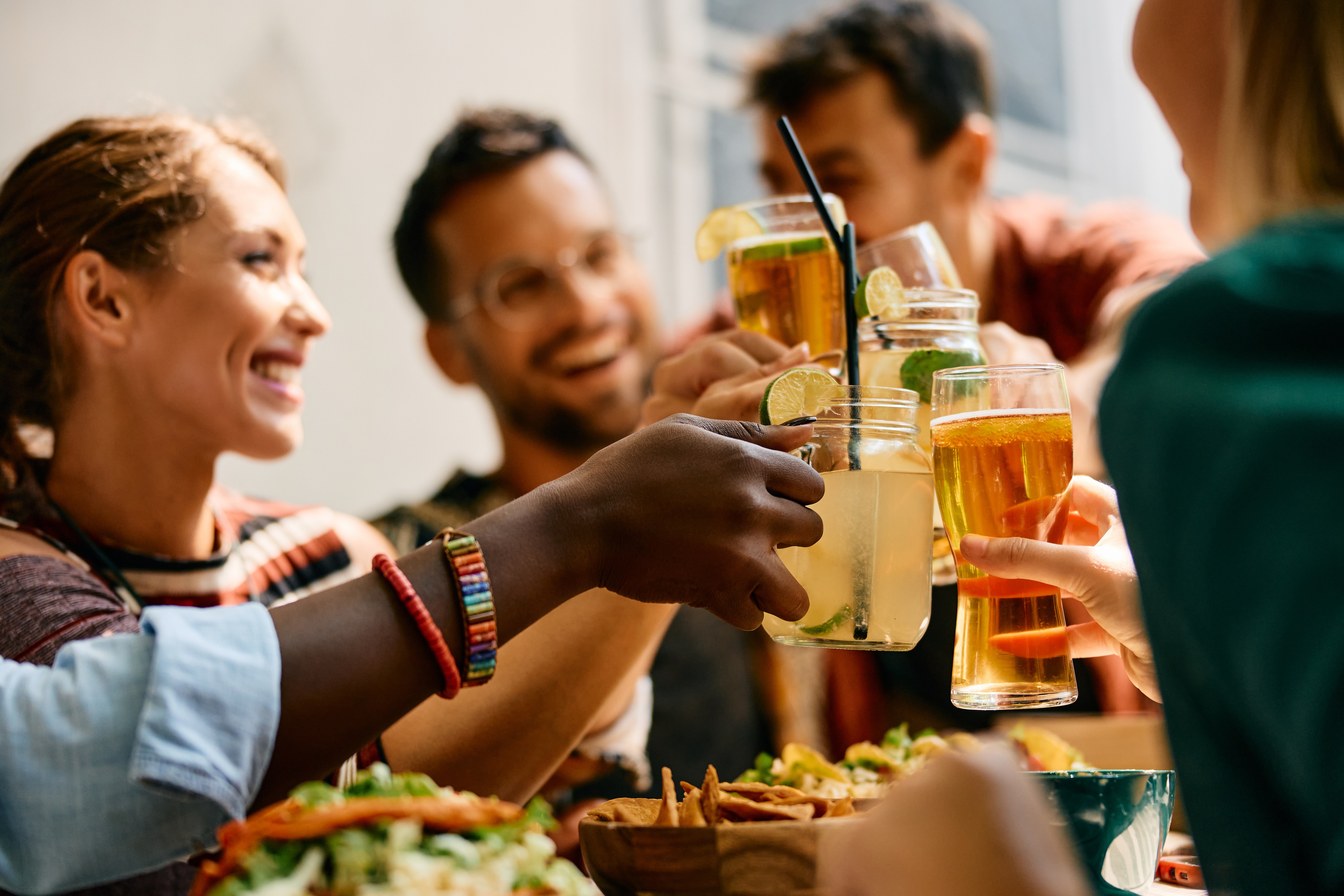 Friends eating stock photo