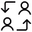 Two user icons connected with arrows showing switching between accounts.